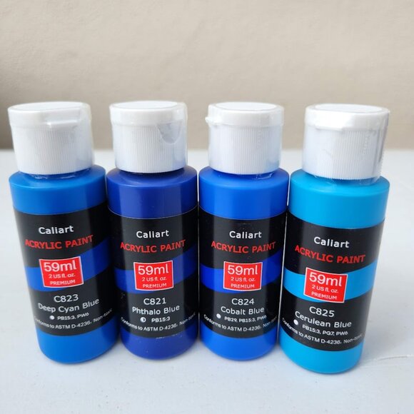 NEW 4 Caliart Acrylic Paint Set Blue Blues colors 59ml, 2oz each Art Craft Paint - Picture 3 of 7